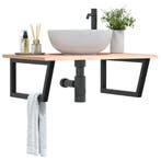 vidaXL Badkamer wandschap staal en massief eikenhout, Verzenden, Nieuw