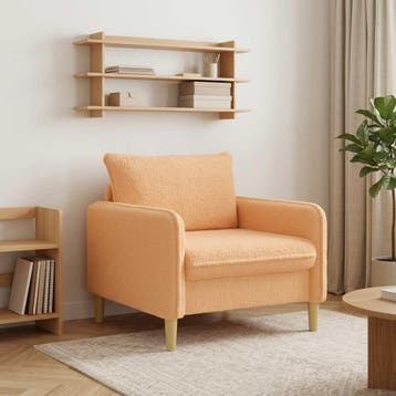 vidaXL XL fauteuil Beige Bouclé, Huis en Inrichting, Verzenden, Nieuw