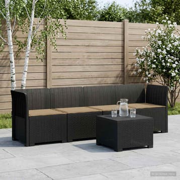 vidaXL 4-Persoons Tuin Sofa met Kussens Rieten Look PP, Verzenden, Nieuw