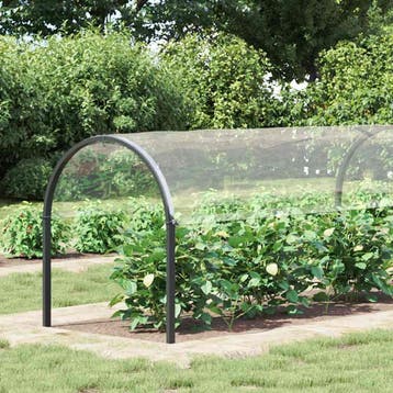 vidaXL Plantenafdekking met zeilringen 2x6 m PVC, Verzenden