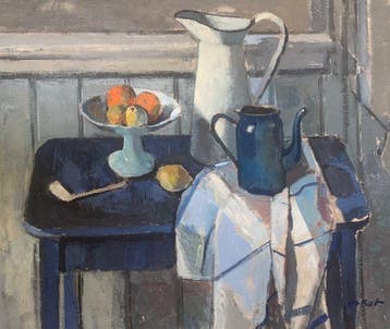 Otto B. de Kat (1907–1995) - Stilleven op blauwe tafel