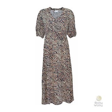 Due Amanti • midi jurk luipaard • 1 (36), Bruin, Verzenden, Nieuw, Maat 36 (S)