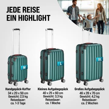 Reiskoffers Baseline 3-delige Groen ABS accessoires, Verzenden, Nieuw