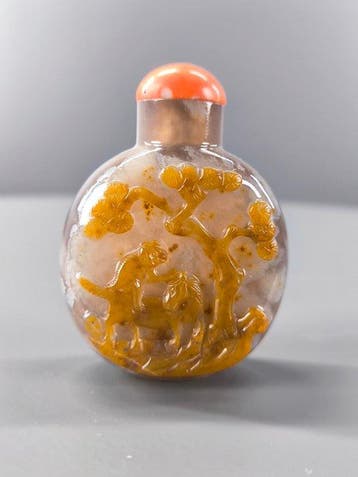 chine Bandagaat / chalcedoon in camee gesneden Qing-tabatier, Verzamelen