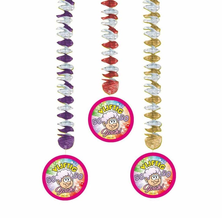 Hangdecoratie Sarah 50 jaar, Kleding | Dames, Carnavalskleding en Feestkleding, Nieuw, Ophalen of Verzenden