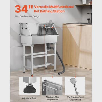 RVS Hond Wasstation 34"/62" - Professionele Hondenbadkuip me, Verzenden, Nieuw