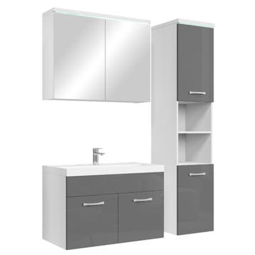 Badkamermeubel Set Paso 80 x 40 cm Grijs Badmeubel, Verzenden, Nieuw, Wastafelkast