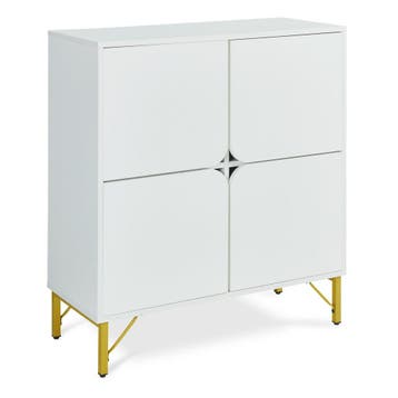 Dressoir Reyri 80x35x90 cm wit en goudkleurig [en.casa], Verzenden, Nieuw