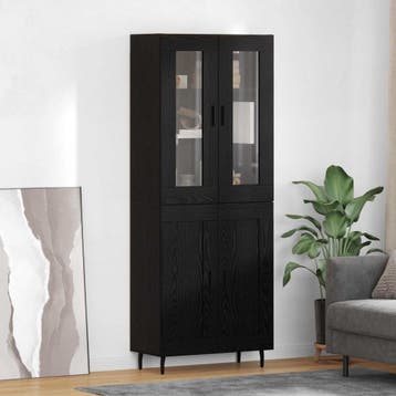vidaXL buffetkast 2 st Zwart Eiken 69,5 x 34 x 180 cm, Minder dan 50 cm, Verzenden, Nieuw, Minder dan 100 cm