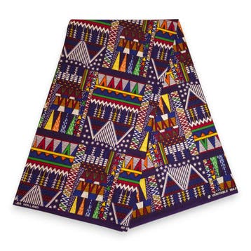 Afrikaanse wax print stof - Multicolor Earth Heritage - 100%, Hobby en Vrije tijd, Stoffen en Lappen, Ophalen of Verzenden, Nieuw