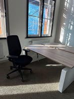 Duo Zit Sta Bureau Elektrisch - Wit Frame - Eiken Blad, Verzenden, In hoogte verstelbaar, Nieuw