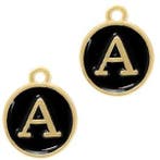 1 x  metalen bedels letter Goud-zwart 14x12mm (Ø1.5mm), Ophalen of Verzenden, Nieuw, Kraal