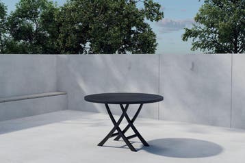 tuintafel-woody-rond-4-personen-zwart-teak-120cm-the-outside, Tuin en Terras, Verzenden, Nieuw