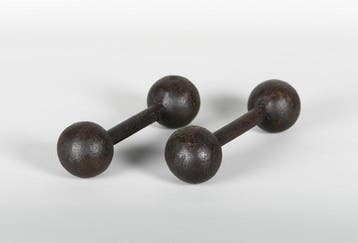 Antieke gietijzeren halters / dumbbells. Frankrijk 19e eeuw