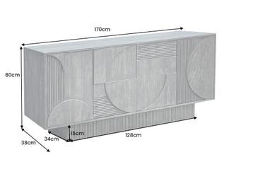 Dressoir ART DECO 170 cm 3D mangohout grijs - 46801, Ophalen of Verzenden, Nieuw