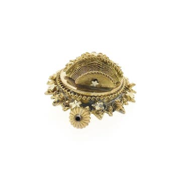 Gouden hanger van een antieke mutsenbel (Hanger of bedel), Ophalen of Verzenden, Gebruikt, Goud, Overige merken