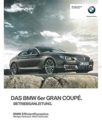 2012 BMW 6 SERIE GRAN COUPÉ INSTRUCTIEBOEKJE DUITS