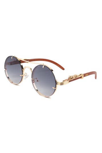 KIMU® Zonnebril Panter Rond Goud Montuur Zwarte Gradient Gla, Ophalen of Verzenden, Nieuw, Feestartikel, Carnaval