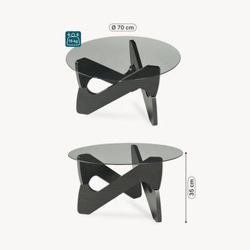 Salontafel Reypio Ø70x35 cm Zwart/Grijs [en.casa], Verzenden, Nieuw