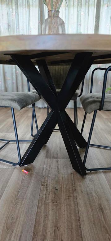Mango houten eettafel, Ophalen, Zo goed als nieuw, Rond, 150 tot 200 cm