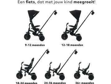 Qplay Elite Platinum - Driewieler 6 in 1 - Duwstang - Zwart, Verzenden, Nieuw, Qplay