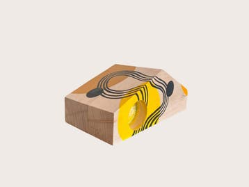 Handgeschilderde Kaarsenhouder – Gerecycled Hout – Goud, Ophalen of Verzenden, Nieuw