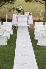 10 meter lange loper Just Married wit met goud, Ophalen of Verzenden, Nieuw, Versiering, Geboorte of Huwelijk