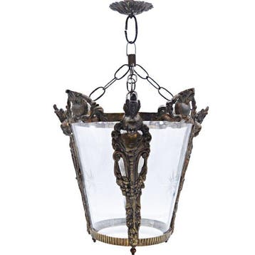 Lantaarn plafondlamp - Brons, Kristal