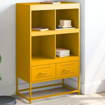 vidaXL buffetkast 68x39x111,5 cm staal mosterdgeel, Minder dan 50 cm, Verzenden, 100 tot 150 cm, Nieuw