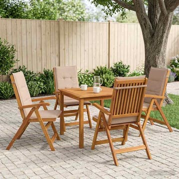 vidaXL 5-delige tuin eetset Naturel Massief Acaciahout, Verzenden, Nieuw