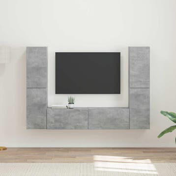 vidaXL Tv-meubelset 6 st Betongrijs Bewerkt hout, Huis en Inrichting, Kasten | Televisiemeubels, Minder dan 50 cm, Verzenden, Nieuw