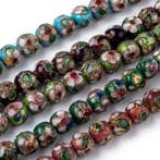5 x Handgemaakte ronde cloisonné kralen ca. 8 mm – mix kl, Ophalen of Verzenden, Nieuw, Kraal