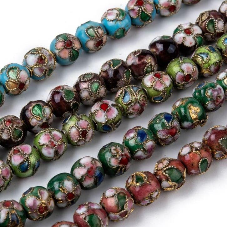 5 x Handgemaakte ronde cloisonné kralen ca. 8 mm – mix kl, Hobby en Vrije tijd, Kralen en Sieraden maken, Kraal, Nieuw, Ophalen of Verzenden