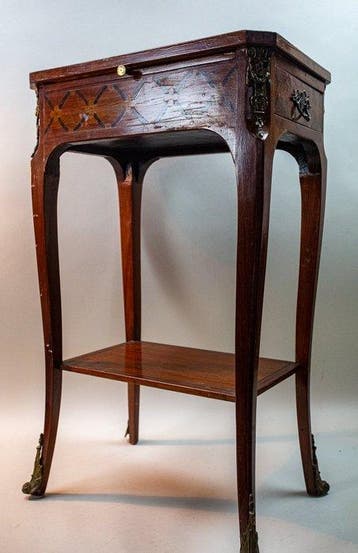 Luigi XV - Middentafel - Hout, Leder - met schrijftafel