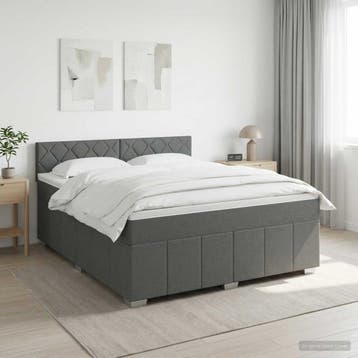 vidaXL Boxspringbed met matras Donkergrijs 140 x 200 cm Stof, Verzenden, Nieuw, Stof