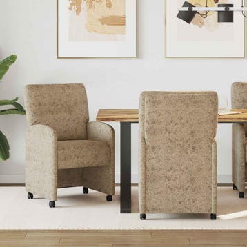 vidaXL Eetkamerstoelen met Wieltjes 2 pcs Lichtgrijs 57 x 67, Huis en Inrichting, Stoelen, Verzenden, Nieuw