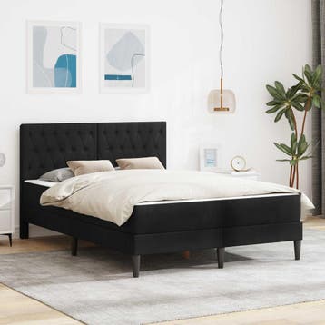 vidaXL Bedframe met matras Zwart 140 x 200 cm fluweel, Huis en Inrichting, Verzenden, Zwart, Stof, Nieuw