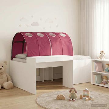vidaXL Bed met Tunnel 3 st Wit en Rood Bewerkt hout, Huis en Inrichting, Verzenden, Nieuw, Wit, Hout