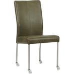 Leren eetkamerstoel Comfort met wieltjes - Granada Moss, Ophalen of Verzenden, Nieuw, Leer, Modern