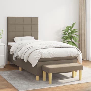 vidaXL Boxspring met matras stof taupe 80x200 cm, Eenpersoons, Verzenden, Nieuw, 80 cm