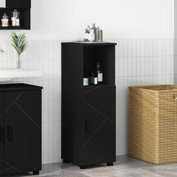 vidaXL Badkamer Kast Zwart 30 x 35 x 95 cm Bewerkt hout,, Verzenden, Nieuw