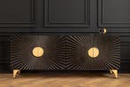 Massief dressoir SOLARIS 180 cm zwartgoud mangohout, Ophalen of Verzenden, Nieuw