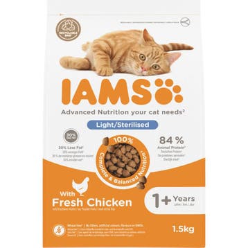 4x IAMS Kat Adult Sterilised - Overweight Kip 1,5 kg, Verzenden, Nieuw