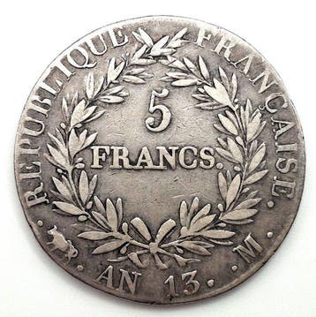 Frankrijk. Napoléon I (1804-1814). 5 Francs An 13-M,