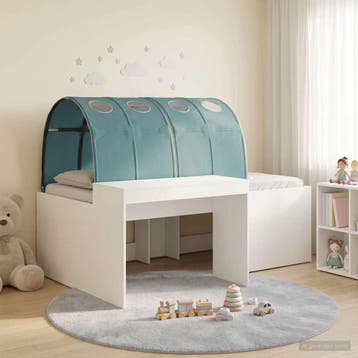 vidaXL Hoge Bed Frame met Bureau voor Kinderen 3 st Wit en, Verzenden, Nieuw, Wit, Hout