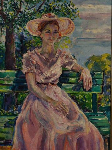 Escuela Impresionista Europea (XX) - Retrato Primaveral, Antiek en Kunst