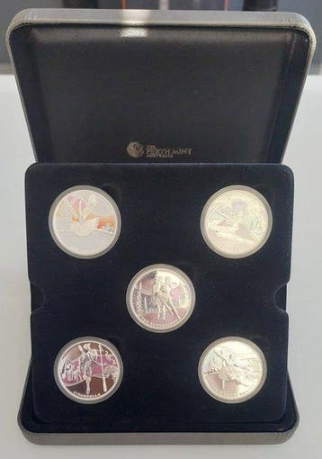 Tuvalu. 1 Dollar 2010, Famous Ballets, Set 5 x 1 oz, Box &