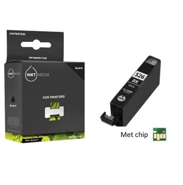 Geschikt Canon CLI-526BK inktcartridge Zwart MET CHIP, Nieuw, Cartridge, Inktmedia