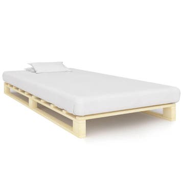 vidaXL Bedframe pallet massief grenenhout 90x200 cm, Huis en Inrichting, 90 cm, Eenpersoons, Bruin, Verzenden