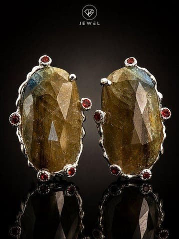Natuurlijke saffier sieraden - 925 zilver oorbellen -